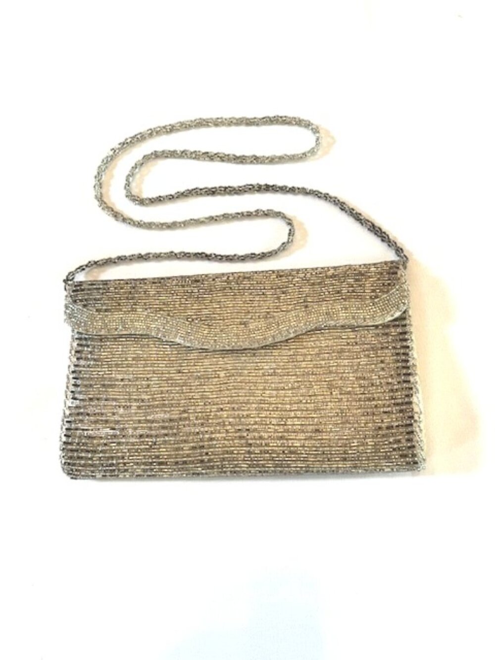 BEADED | Off-white/Silver  Envelope Shoulder Bag Vintage